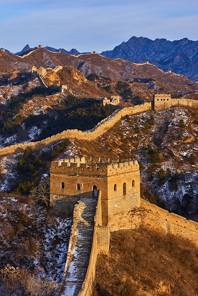 Elevated view of the Jinshanling and Simatai sections of the Great Wall of China, Unesco World Heritage Site, China, East Asia