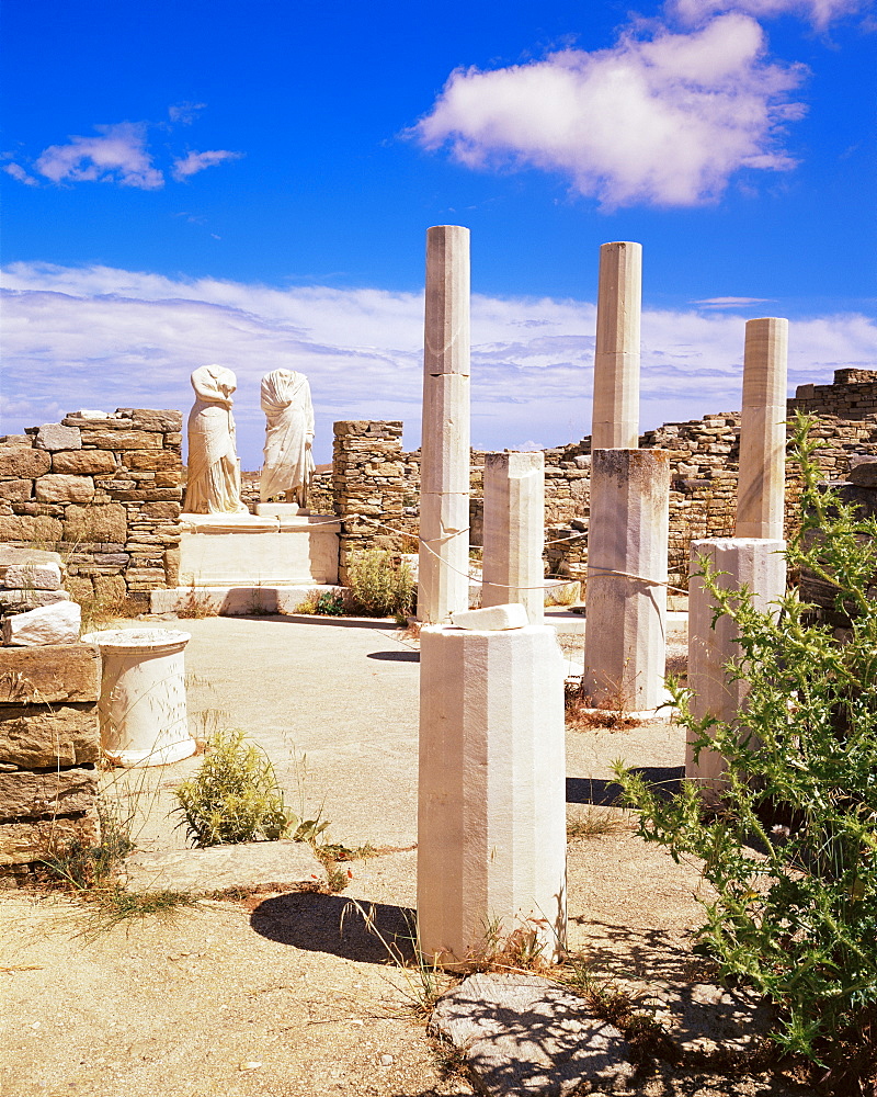 Establishment of the Poseidoniasts, island of Delos, UNESCO World Heritage Site, Cyclades, Greek Islands, Greece, Europe