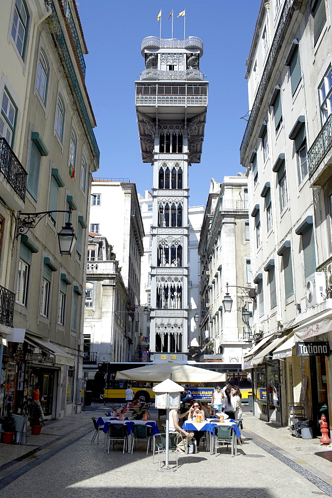 Santa Justa elevator, built by Gustave Eiffel, Lisbon, Portugal, Europe