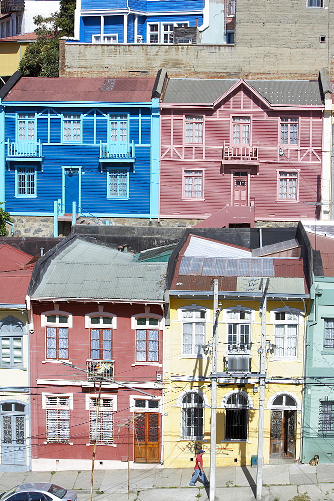 Traditional colourful houses, Valparaiso, UNESCO World Heritage Site, Chile, South America