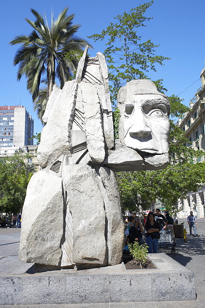 Maphuce statue, Plaza de Armas, Santiago de Chile, Chile, South America