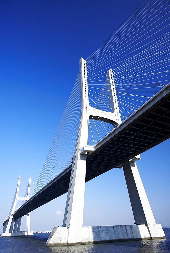 Vasco da Gama bridge over the Tejo river, Europe's longest bridge, Lisbon, Portugal, Europe