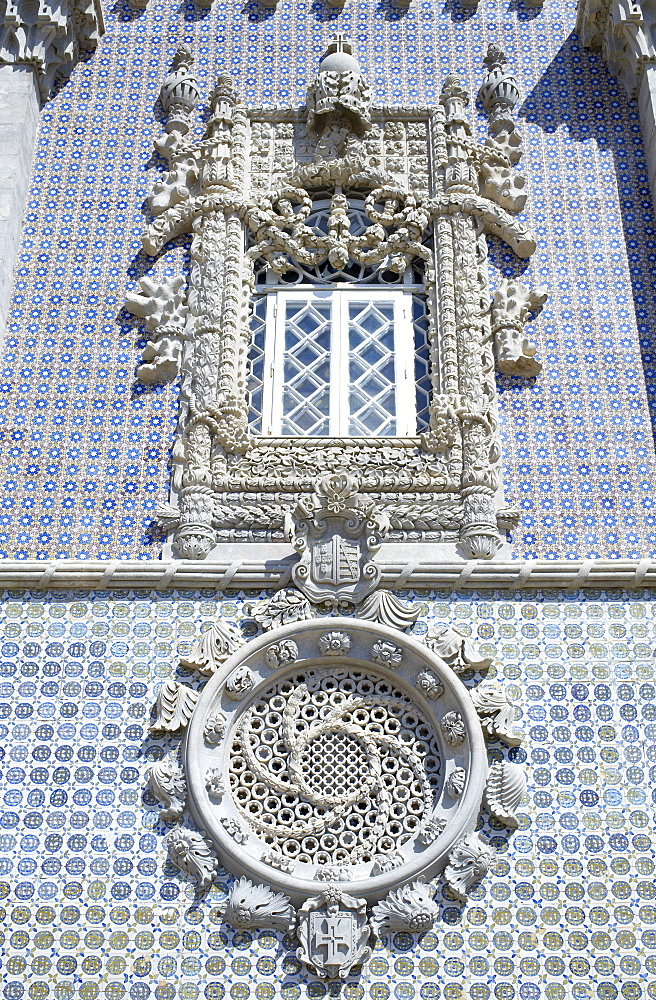 Detail of Pena National Palace, built in 1840s for the Royal family, UNESCO World Heritage Site, Sintra, Portugal, Europe