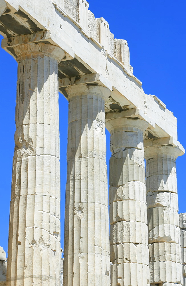 Close up of columns of Parthenon, Acropolis, UNESCO World Heritage Site, Athens, Greece, Europe