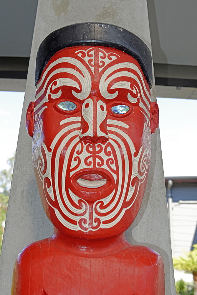 Maori sculpture, Te Puia, Rotorua, North Island, New Zealand, Pacific