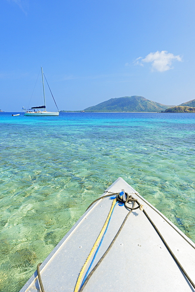 Nautical vessel sailing, Yasawa island, Yasawa island group, Fiji, South Pacific islands, Pacific