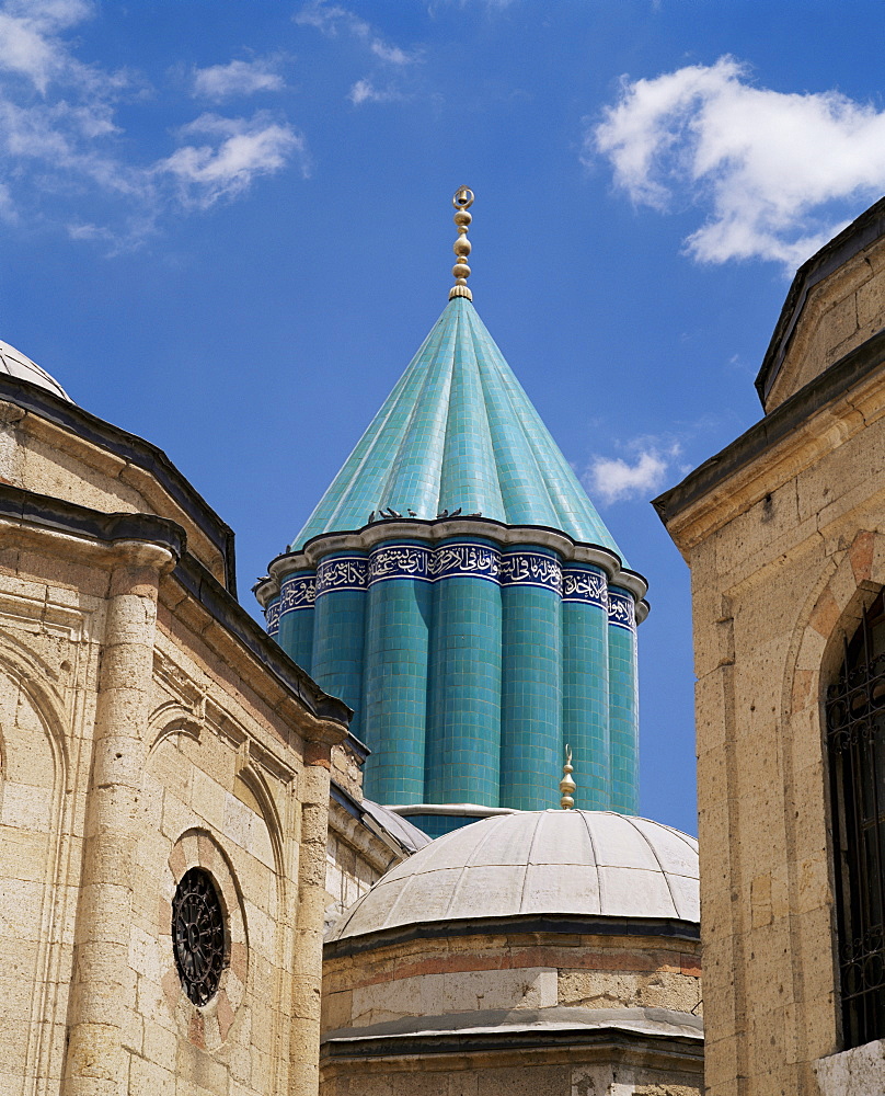 Turquoise cupola of Mevlana Museum, Konya, Anatolia, Turkey, Eurasia