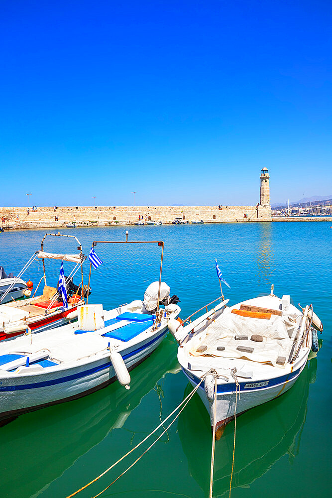 Venetian harbour, Rethymno, Crete, Greek Islands, Greece, Europe