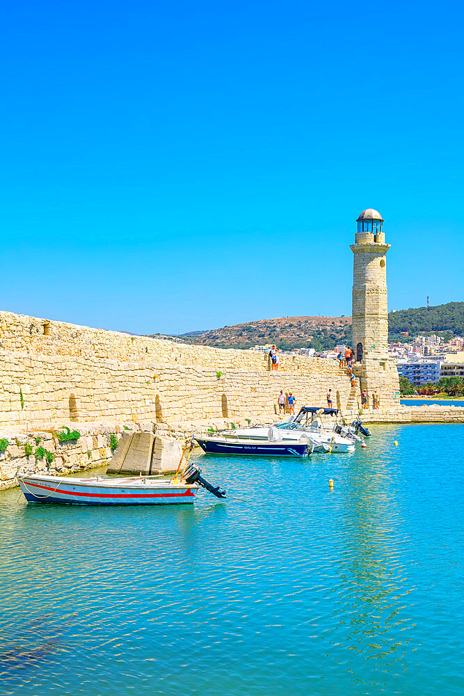 Venetian lighthouse, Rethymno, Crete, Greek Islands, Greece, Europe