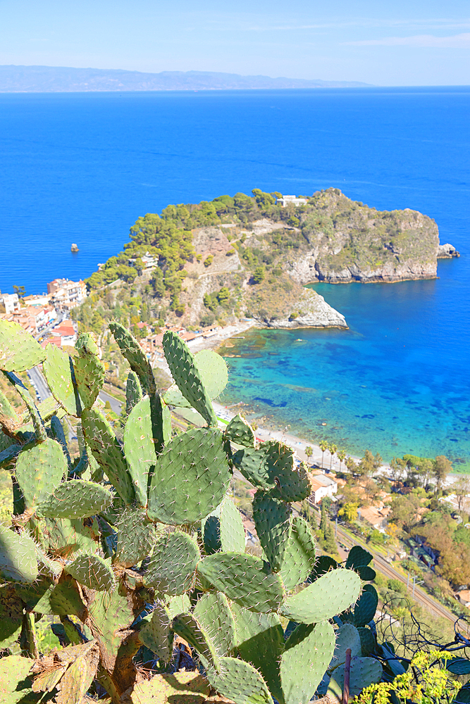 Isola Bella, high angle view, Taormina, Sicily, Italy, Mediterranean, Europe