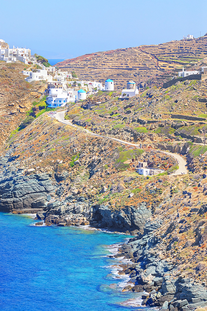 View of the hilltop village of Kastro, Kastro, Sifnos Island, Cyclades, Greek Islands, Greece, Europe