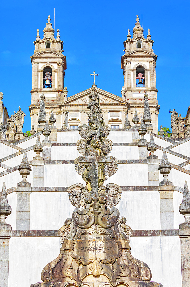 Monumental baroque stairway leading Bom Jesus do Monte church, Braga, Minho Province, Portugal