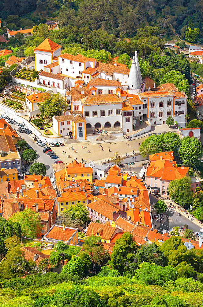 Sintra National Palace, high angle view, Sintra, Portugal