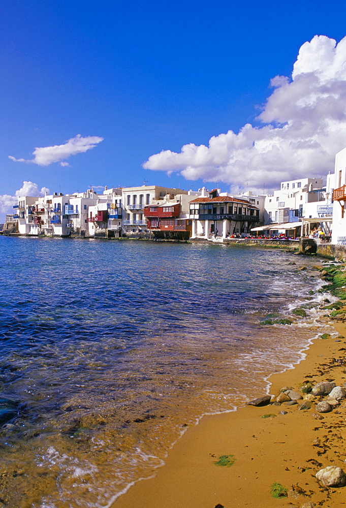 Little Venice quarter and harbour, Mykonos, Cyclades islands, Greece, Mediterranean, Europe