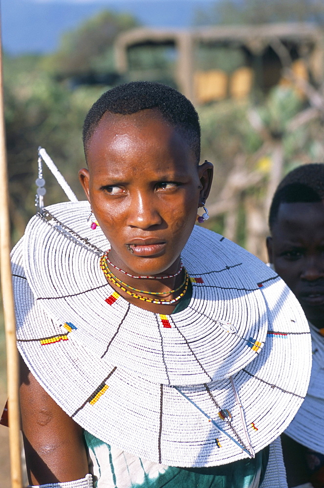 Portrait of a Masai woman, Alamal, ritual festival, Maasai village (manyatta), Rift Valley, southeast Kenya, East Africa, Africa