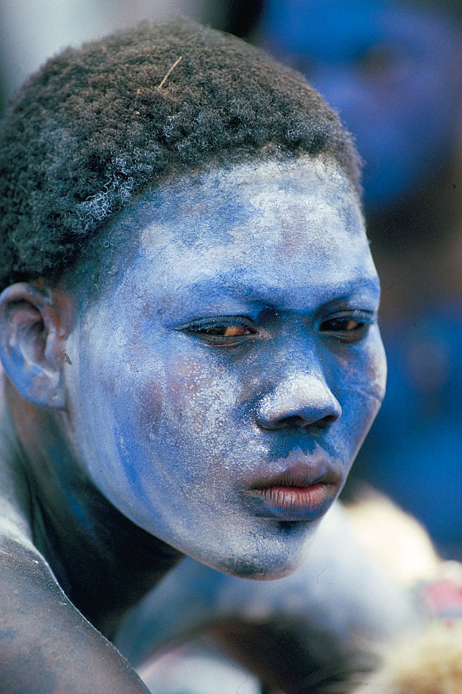 Portrait of a participant in a voodoo ceremony, Abomey, Benin (Dahomey), Africa