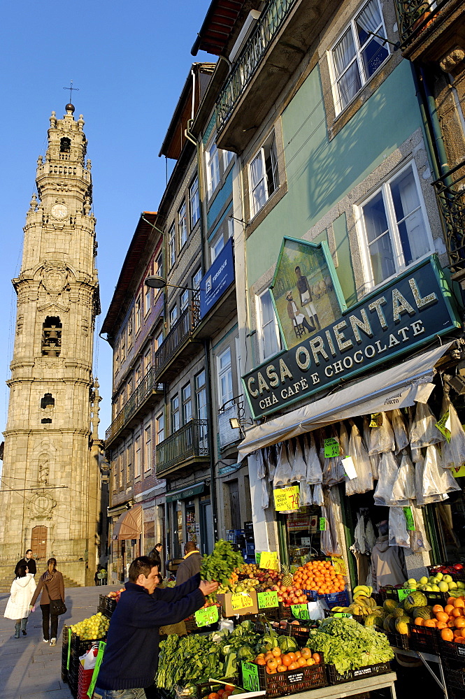 Fruit and vegetable stall, Quarter of Clerigos Tower, Porto, Portugal, Europe