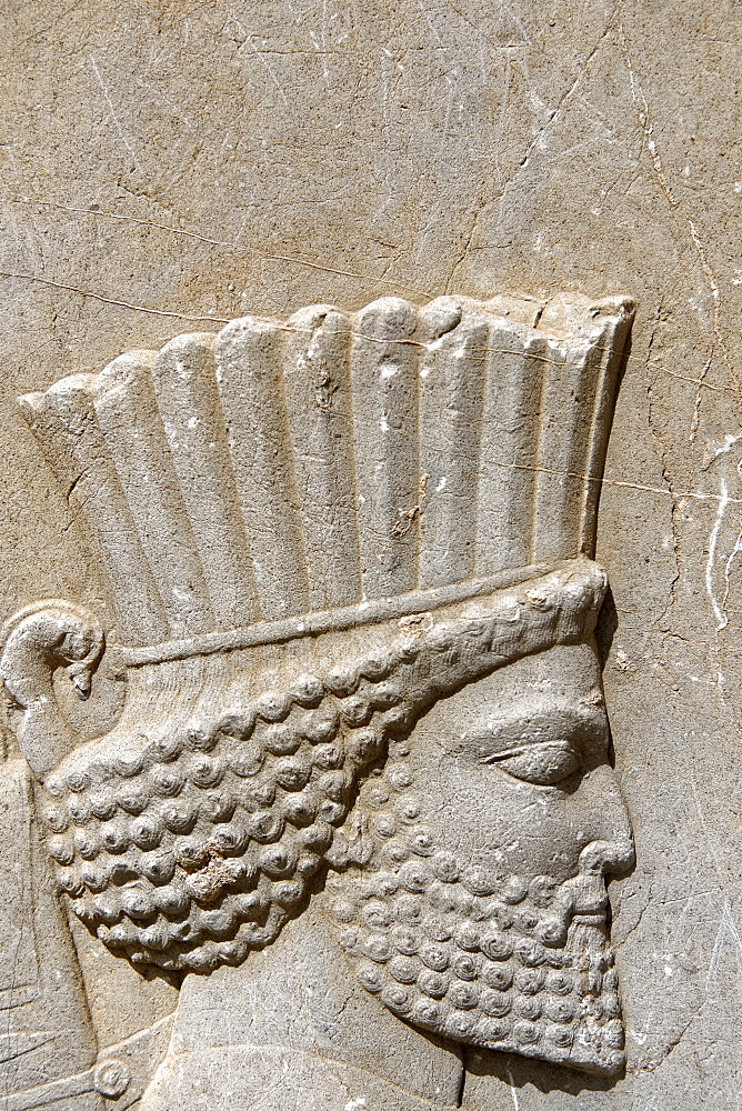 Bas relief of a Persian soldier, Persepolis, Iran, Middle East