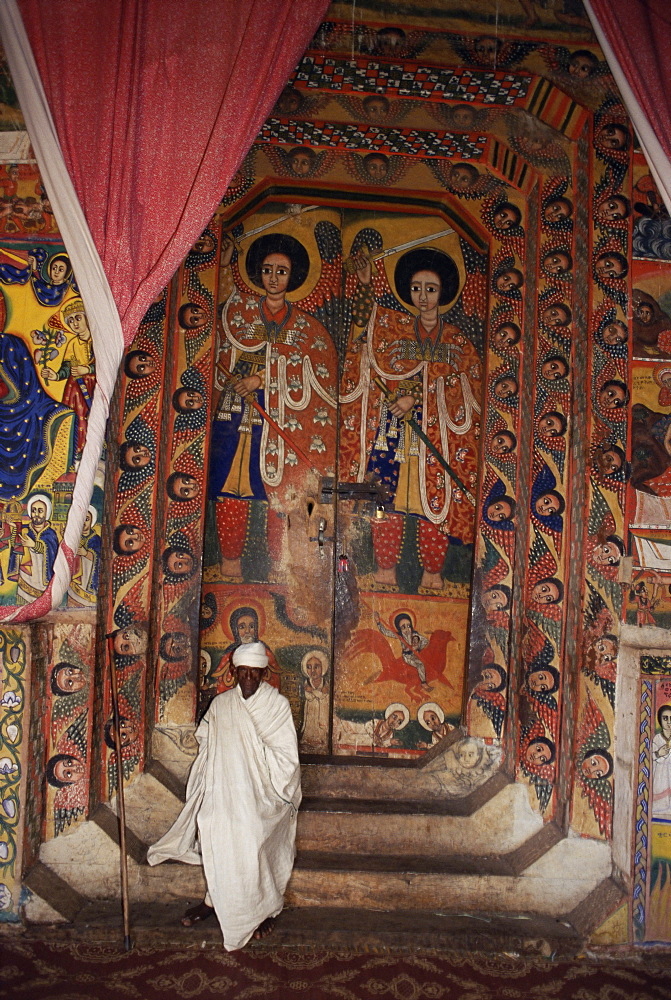 Interior of the Christian church of Ura Kedane Meheriet (Kidene Mehret) (Ura Kidanemereth), Zege peninsula, Lake Tana, Gondar region, Ethiopia, Africa