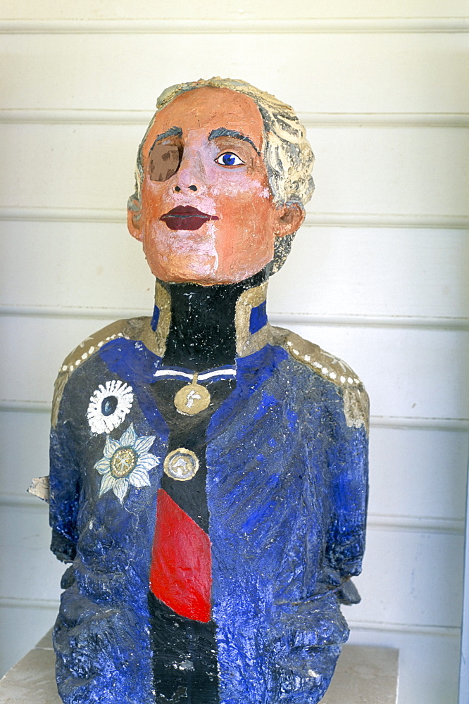 Figurehead of Lord Nelson, former St. John's tavern, Nelson's Dockyard, English Harbour, Antigua, Leeward Islands, West Indies, Caribbean, Central America