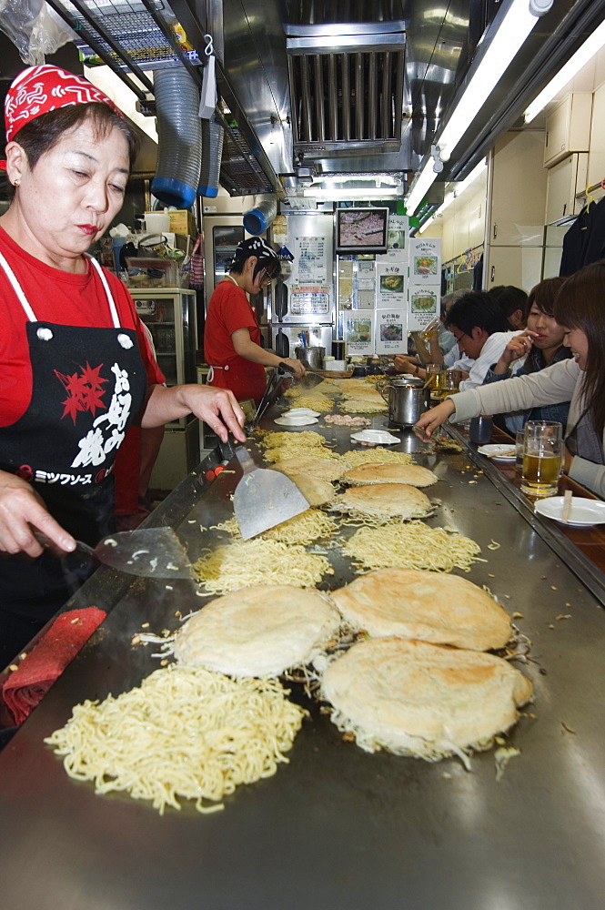 Okonomiyaki restaurant, Hiroshima city, Japan, Asia