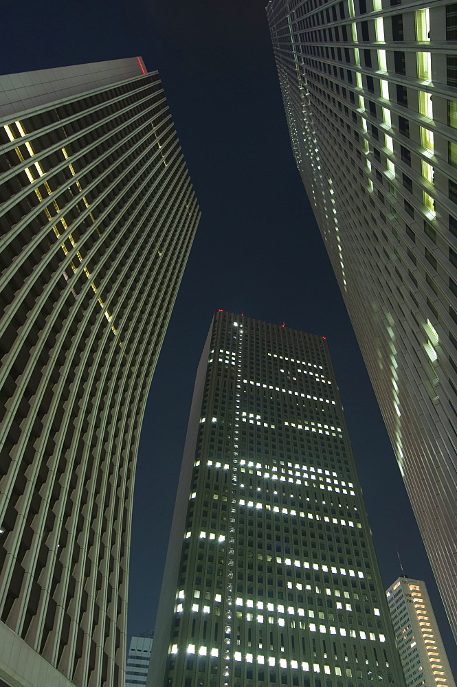 Nightime skyscrapers and city buildings, Shinjuku, Tokyo, Japan, Asia