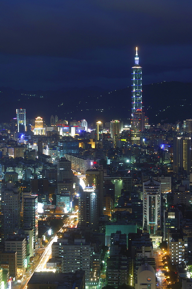 City view from observatory tower, Taipei City, Taiwan, Asia