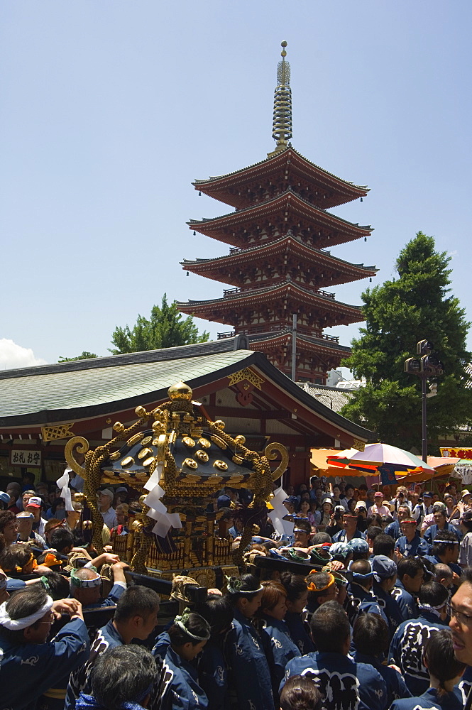 Mikoshi portable shrine of the gods parade, Sanja Matsuri Festival, Sensoji Temple, Asakusa Jinja, Asakusa, Tokyo, Japan, Asia