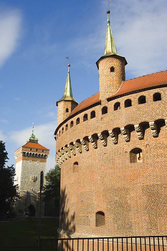 Old Town Barbican defensive bastion built in 1498, Krakow (Cracow), UNESCO World Heritage Site, Poland, Europe