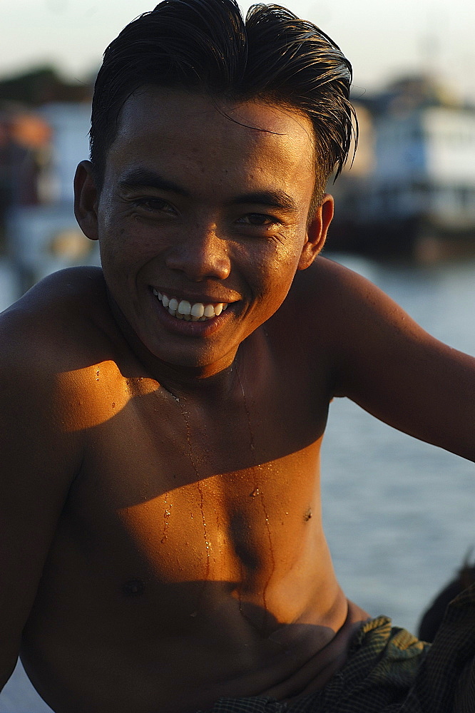 Young man, Pathein (Bassein), Myanmar (Burma), Asia