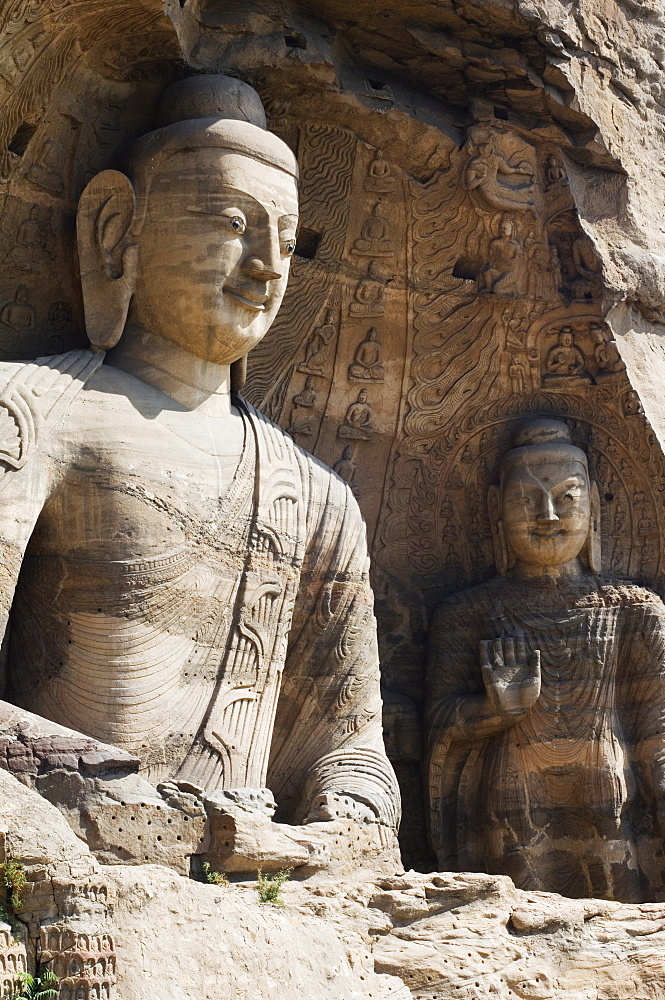 Buddhist statues of Yungang Caves cut during the Northern Wei Dynasty in 460 AD, UNESCO World Heritage Site near Datong, Shanxi province, China, Asia