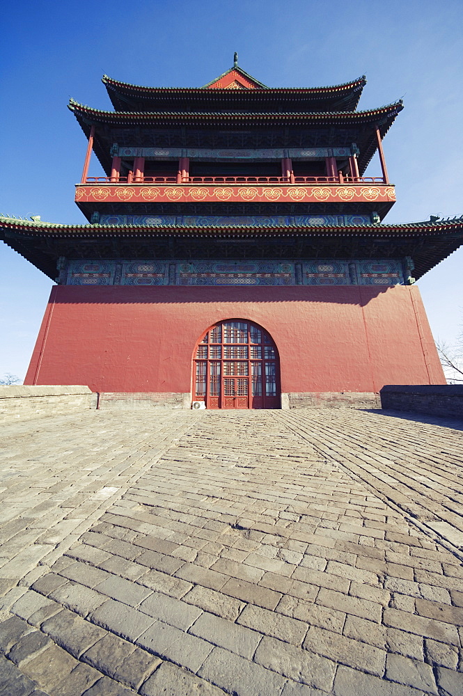 The Drum Tower, a later Ming dynasty version originally built in 1273 marking the centre of the old Mongol capital, Beijing, China, Asia