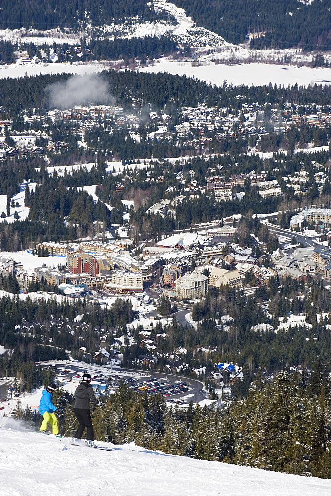 Skiers at Whistler mountain resort, venue of the 2010 Winter Olympic Games, British Columbia, Canada, North America