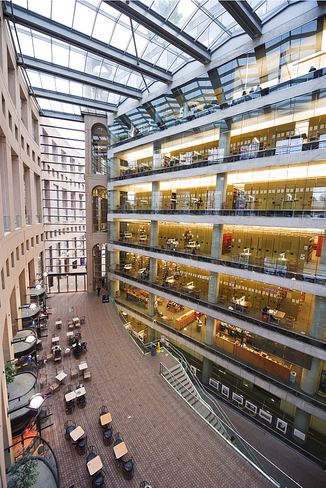 Inside Vancouver Public Library, designed by Moshe Safdie, Vancouver, British Columbia, Canada, North America