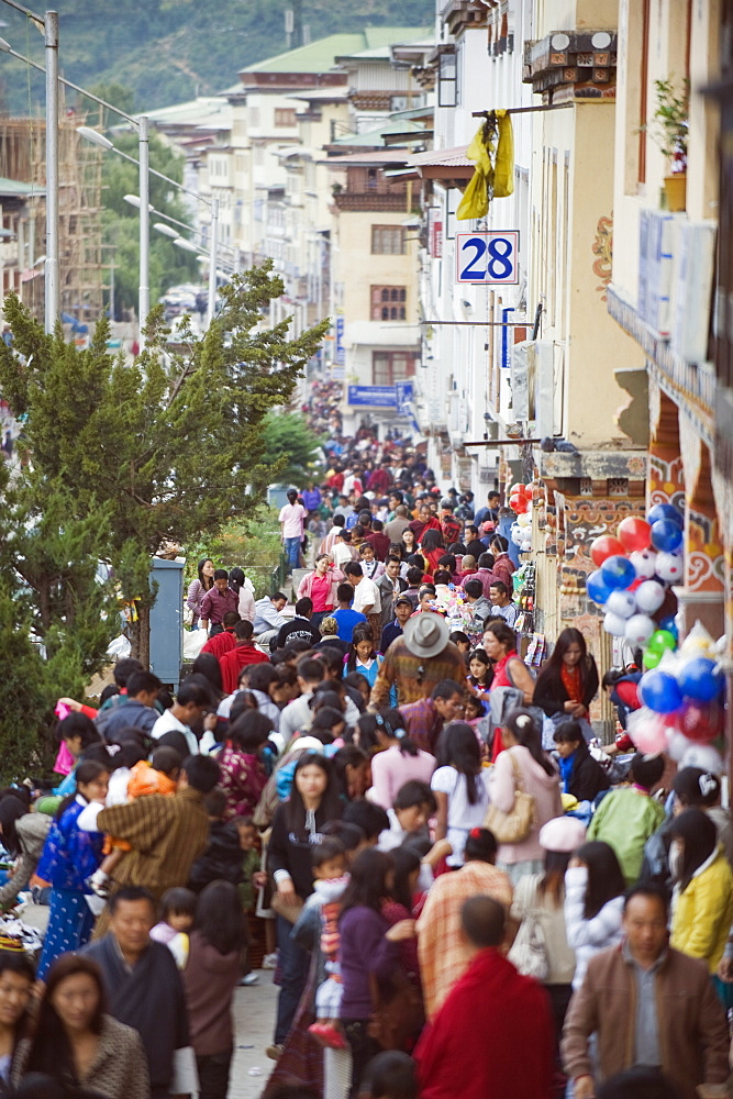 Festival period street market, Thimphu, Bhutan, Asia