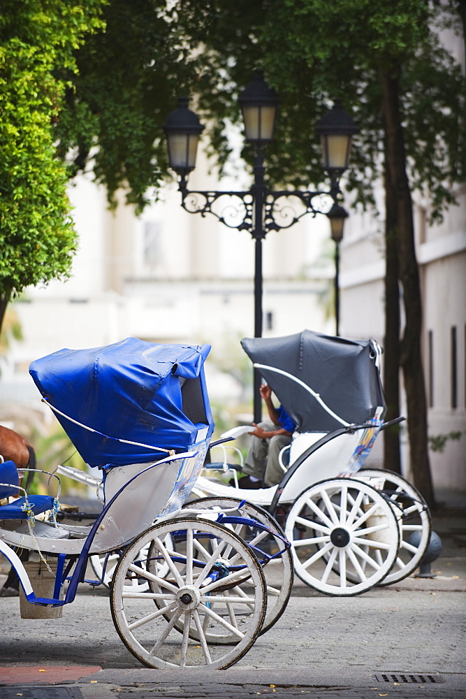 Horse carriage for tourists, Zona Colonial (Colonial District), UNESCO World Heritage Site, Santo Domingo, Dominican Republic, West Indies, Caribbean, Central America