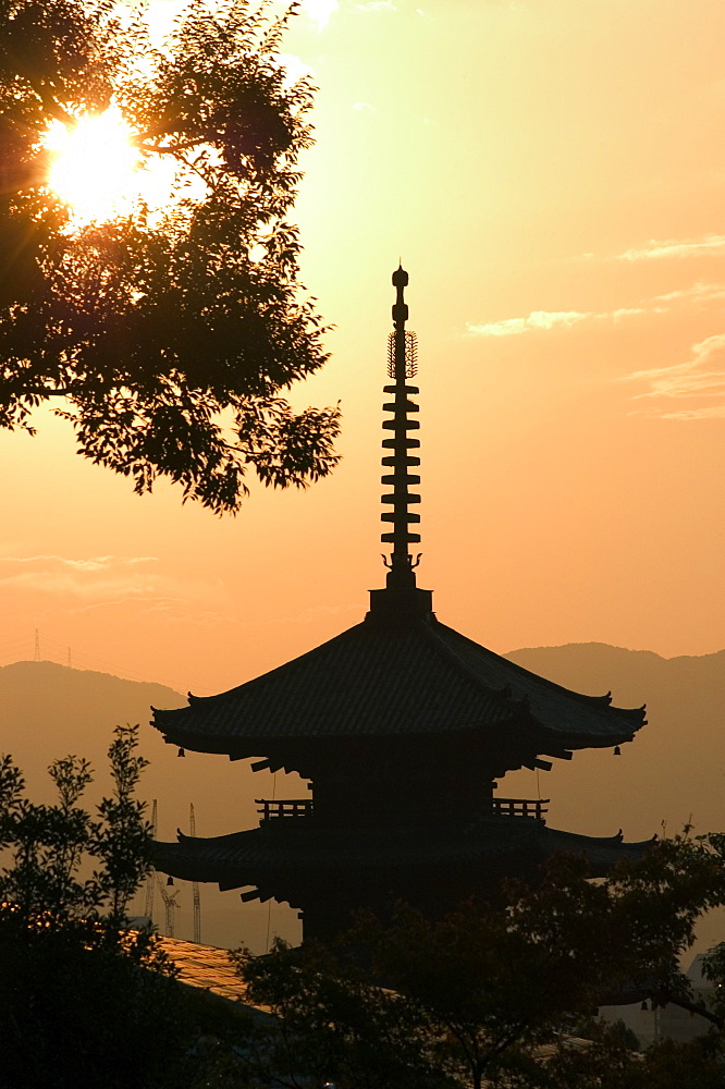 Sunset, Yasaka no to pagoda, Kyoto city, Honshu, Japan, Asia