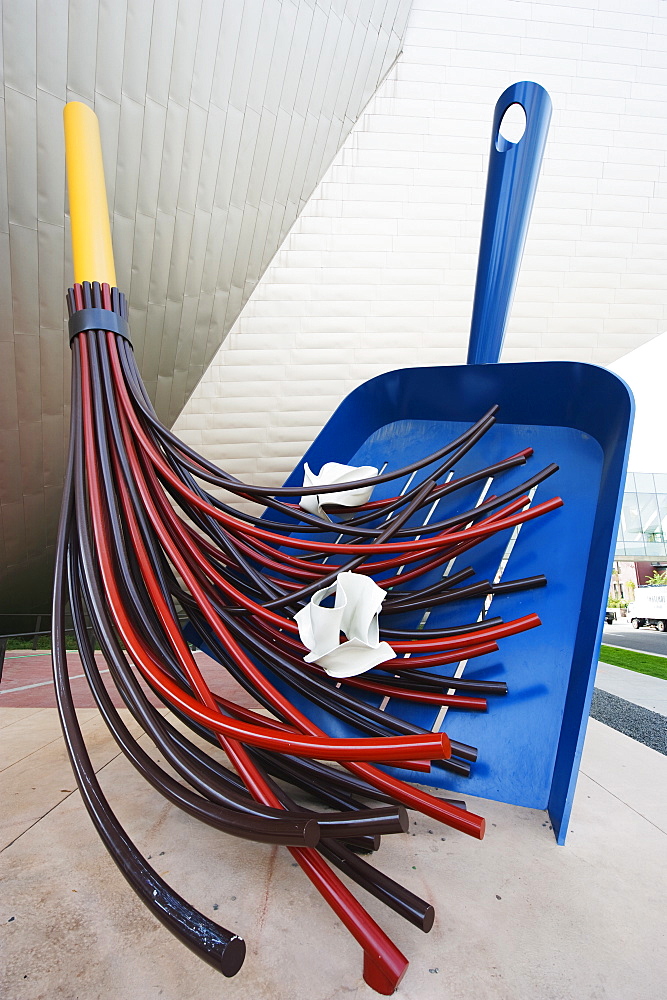 Giant dustpan and broom, Big Sweep 2006 by Coosje van Bruggen and Claes Oldenburg, Denver Art Museum, Denver, Colorado, United States of America, North America