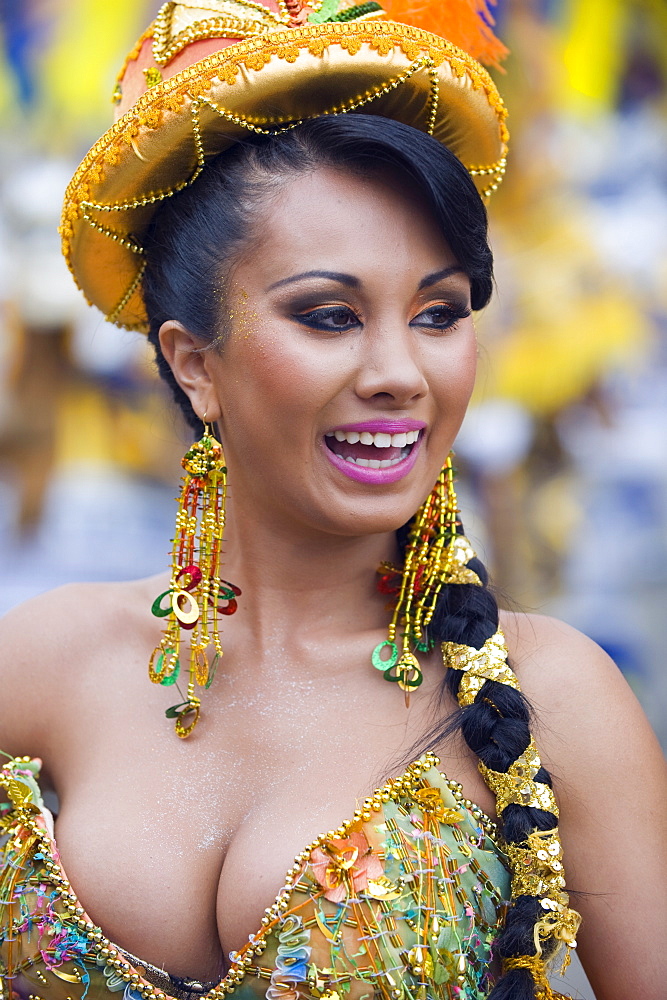 Woman in parade at Oruro Carnival, Oruro, Bolivia, South America