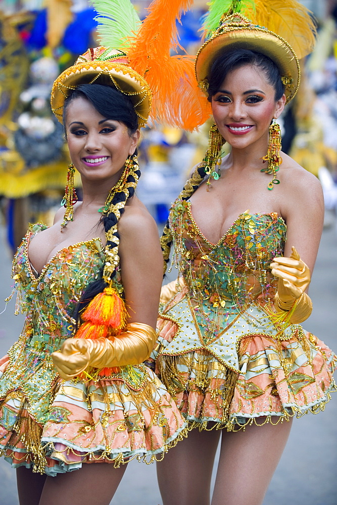 Women in parade at Oruro Carnival, Oruro, Bolivia, South America