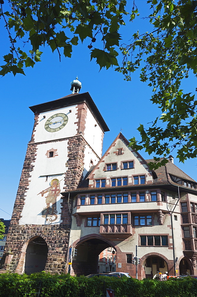 Old town city gate, Freiburg, Baden-Wurttemberg, Germany, Europe