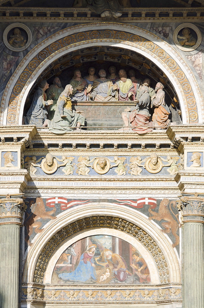 Facade of Duomo, Aosta Cathedral, Aosta, Aosta Valley, Italy, Europe 