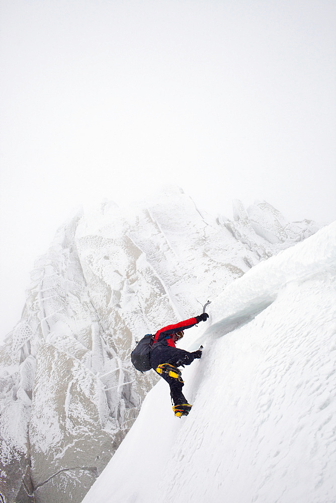 Ice climbing on Aiguille du Midi, Chamonix, Haute-Savoie, French Alps, France, Europe 