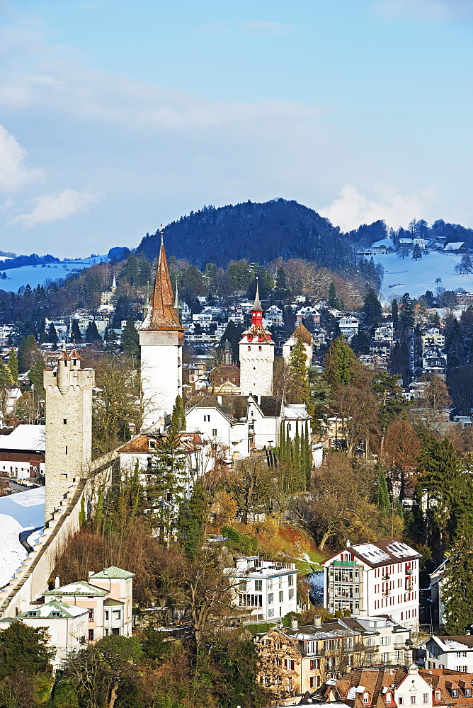 Old city wall, Lucerne, Switzerland, Europe