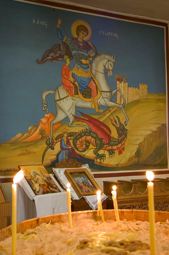 Wall painting, St. George's Church, Madaba, Jordan, Middle East