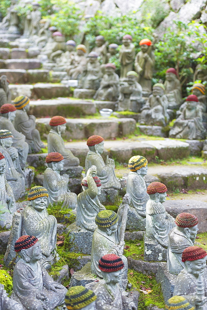 Statues in Daisho-in Buddhist temple, Miyajima Island, Hiroshima Prefecture, Honshu, Japan, Asia