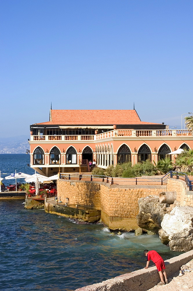 Fishing at the Corniche and harbour area, Beirut, Lebanon, Middle East