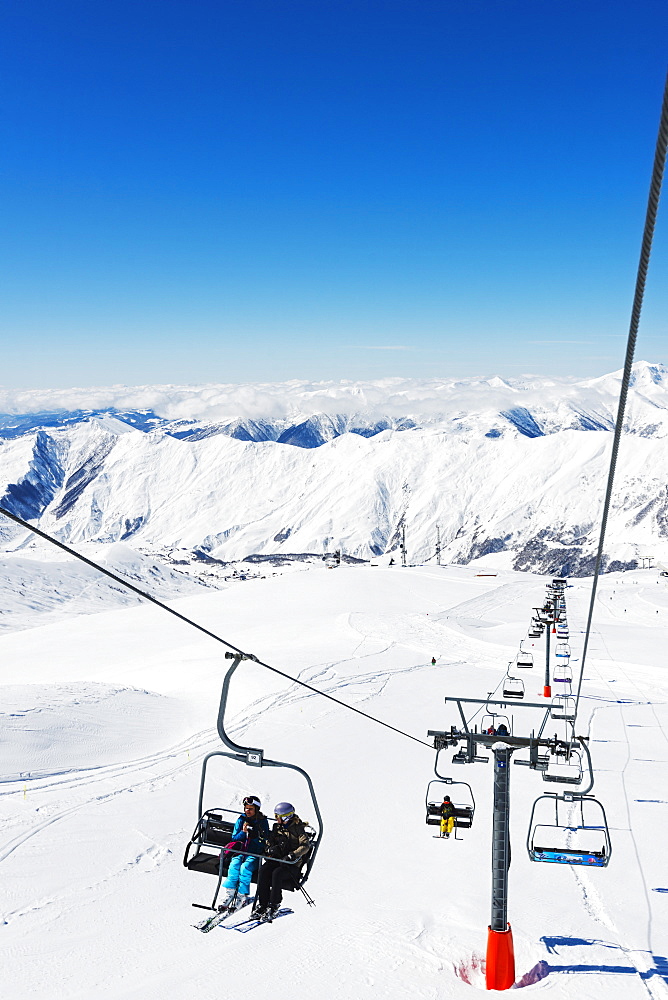 Ski lift, Gudauri ski resort, Georgia, Caucasus region, Central Asia, Asia