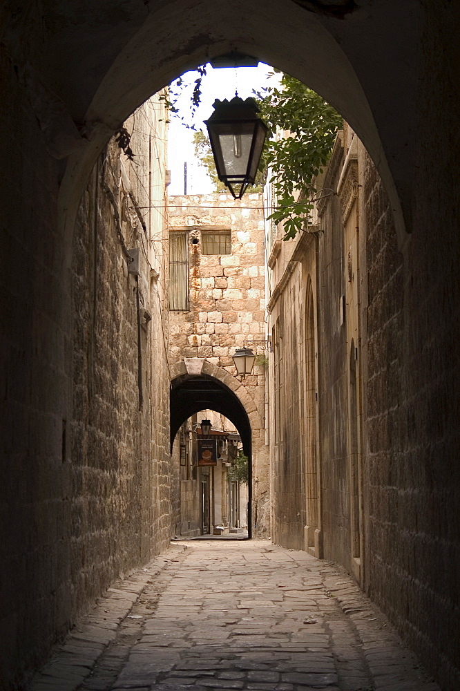 Arched streets of old town Al-Jdeida, Aleppo (Haleb), Syria, Middle East