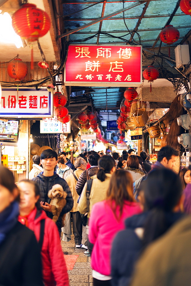 Under cover market, Jiufen, Taiwan, Asia